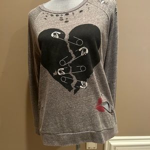 Lauren Moshi Brixton Safety Pin Heart Sweatshirt